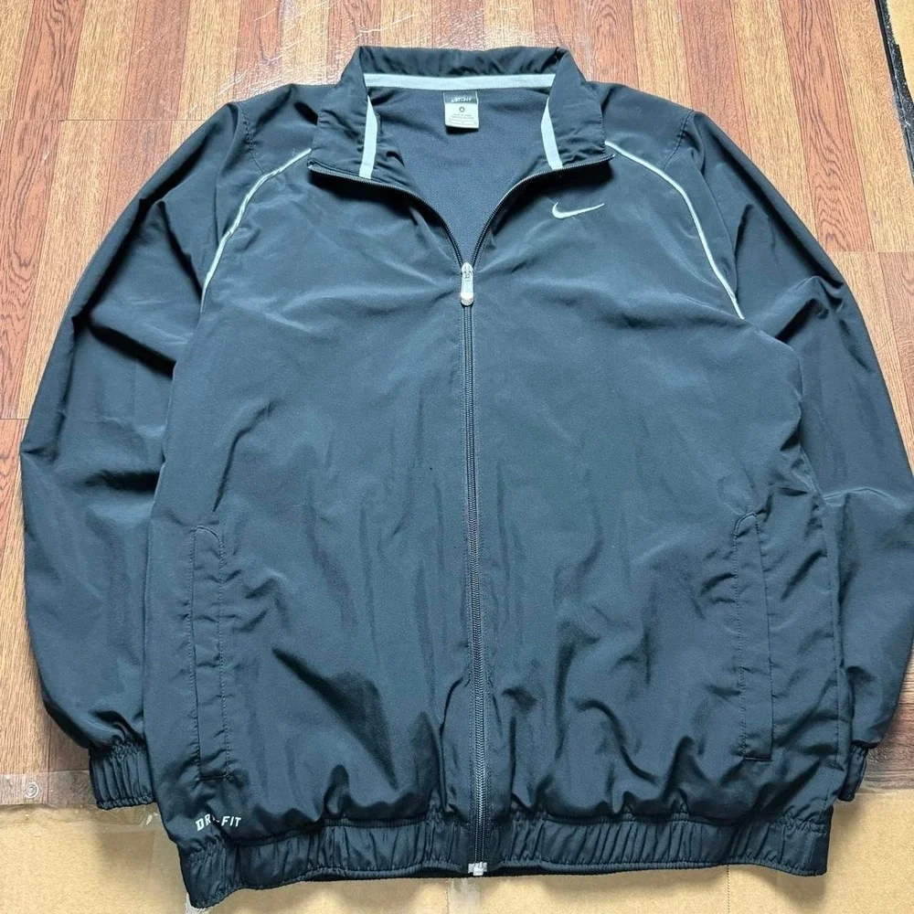 Nike Black Striped Vtg 90's Retro Tech Wind Breaker Jacket Medium